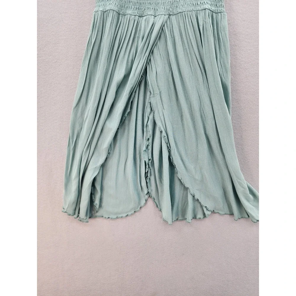 White Crow Sage Green Smocked Tie Strap Midi Dress Women Size Medium Boho Beachy - Picture 5 of 13